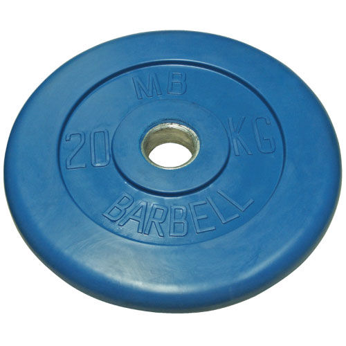 Диск обрезиненный d51мм MB Barbell MB-PltC51-20 20кг синий