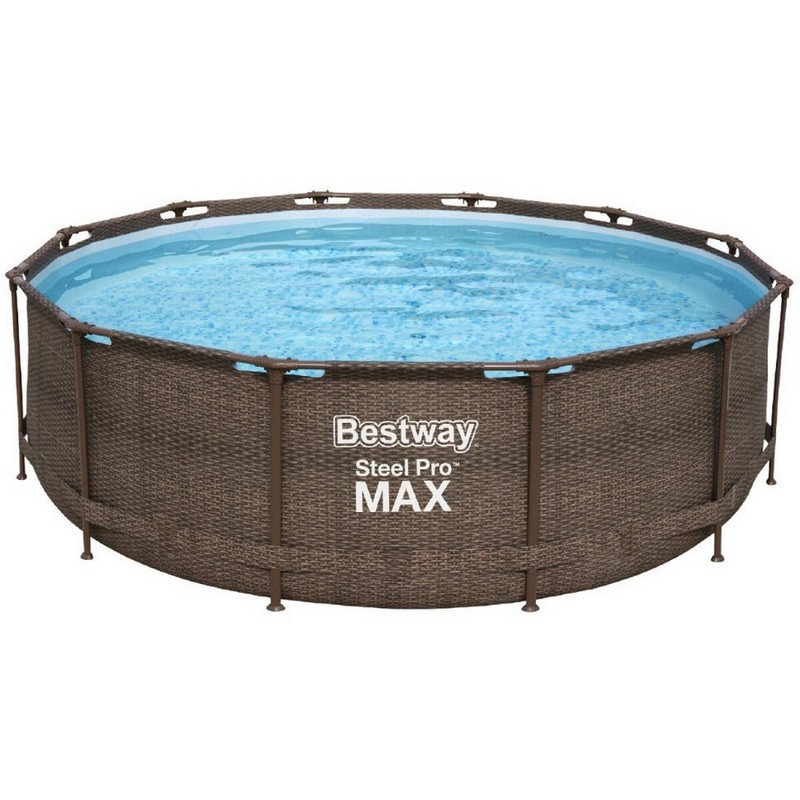 Каркасный бассейн круглый 366х122см+насос-фильтр Bestway Steel Pro Max 5617V Ротанг