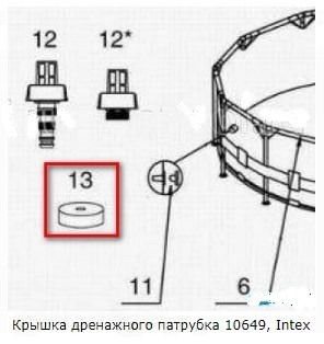 Крышка дренажного патрубка Intex 10649