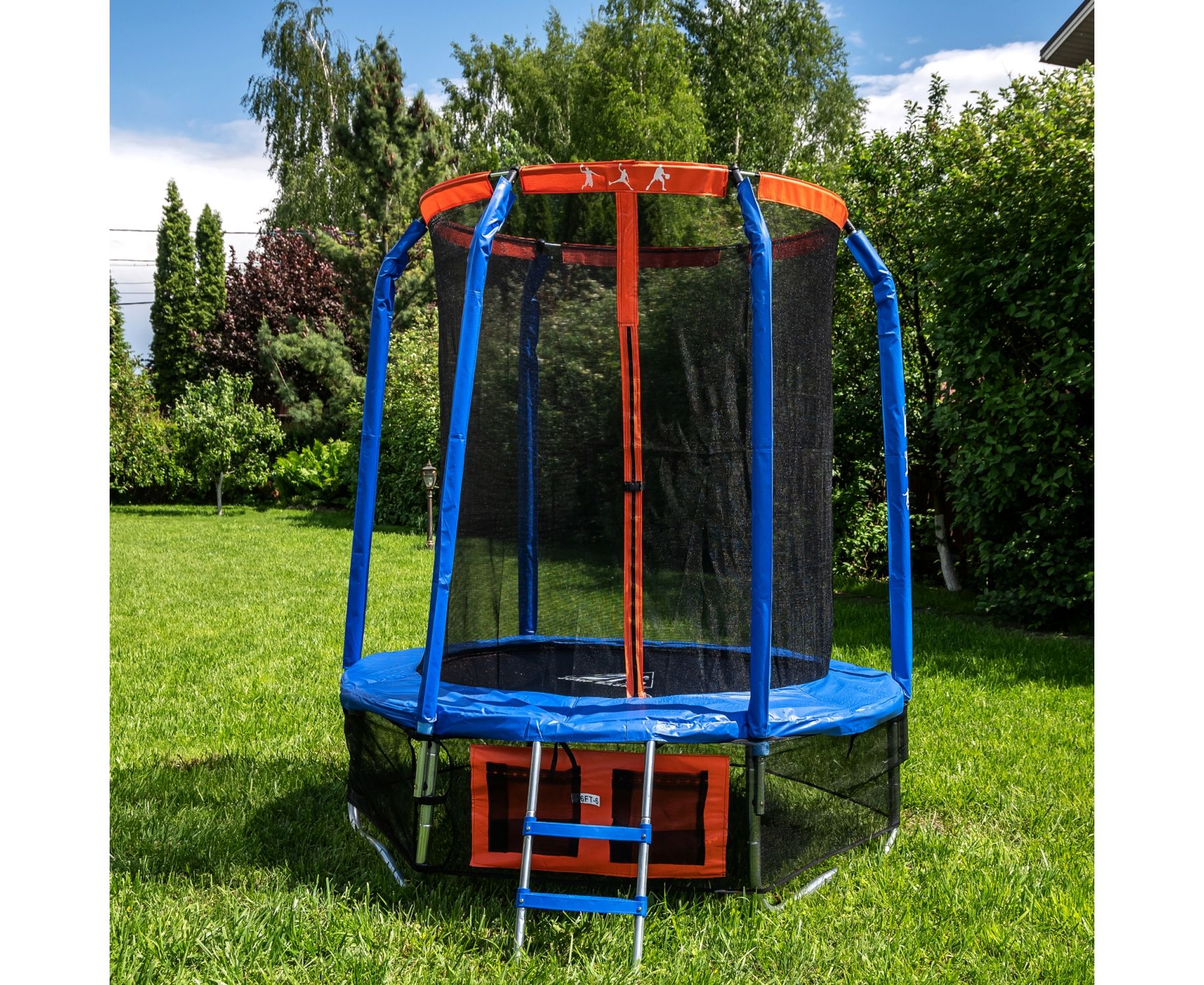 Батут DFC Jump Basket 6ft внутр.сетка, лестница (183cм) 6FT-JBSK-B