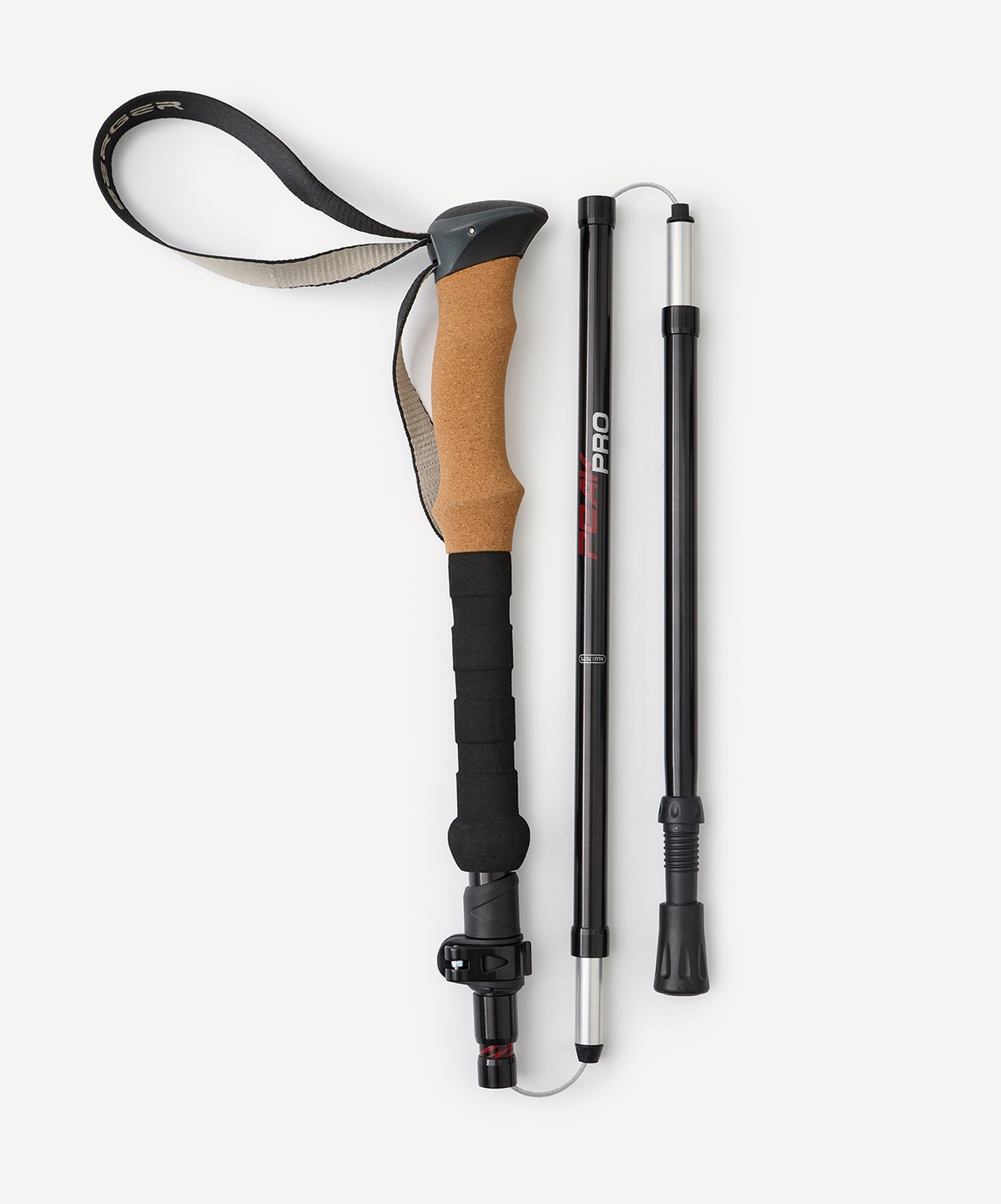 Треккинговые палки, 120-135 см, 5-секционные Berger Hiking Peak Pro, черный\красный