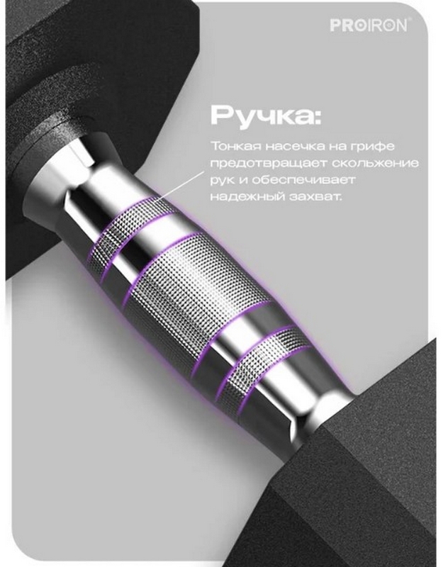 Гантель обрезиненная 12кг PROIRON Г1120ОБР