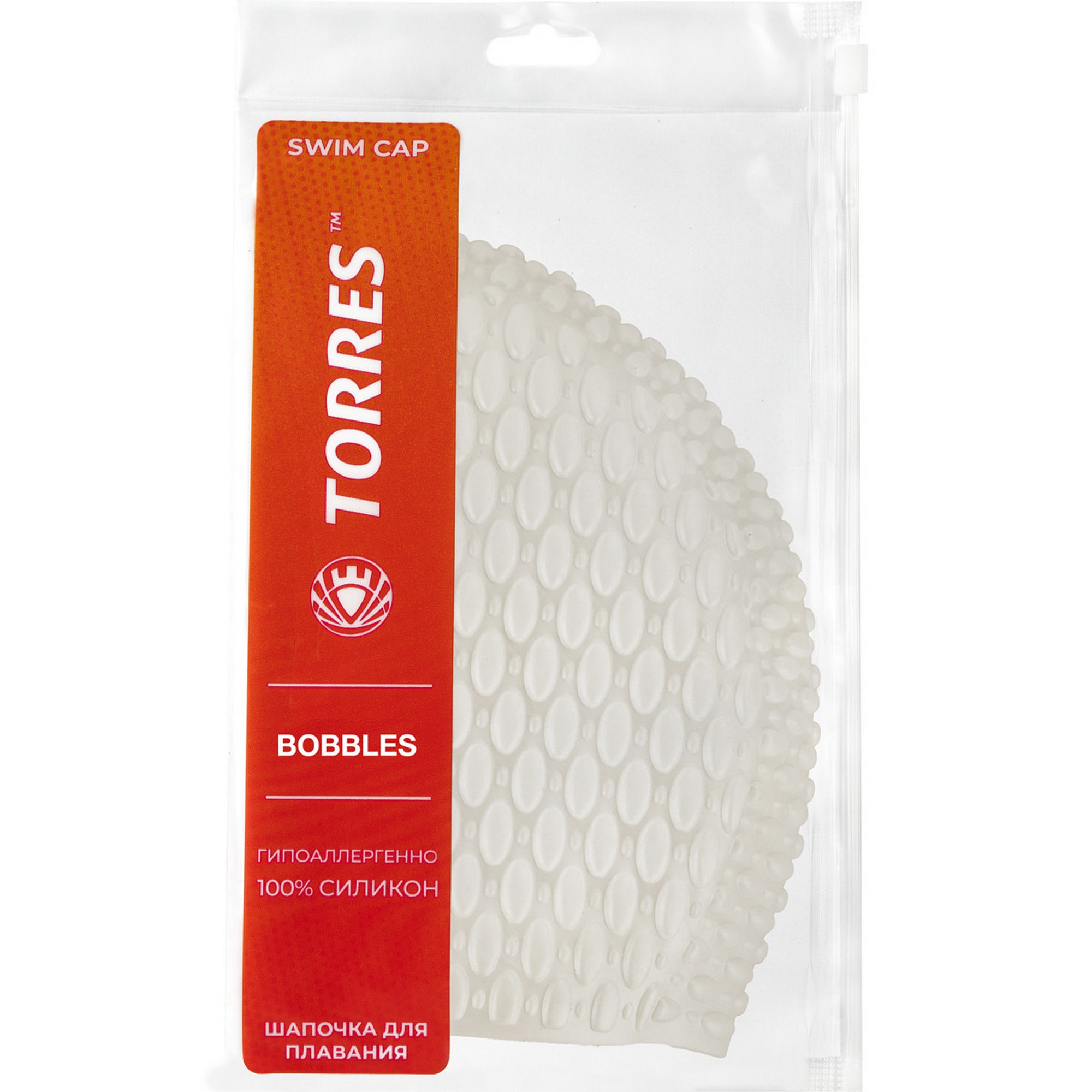 Шапочка для плавания Torres Bobbles, силикон SW-12204WH белый