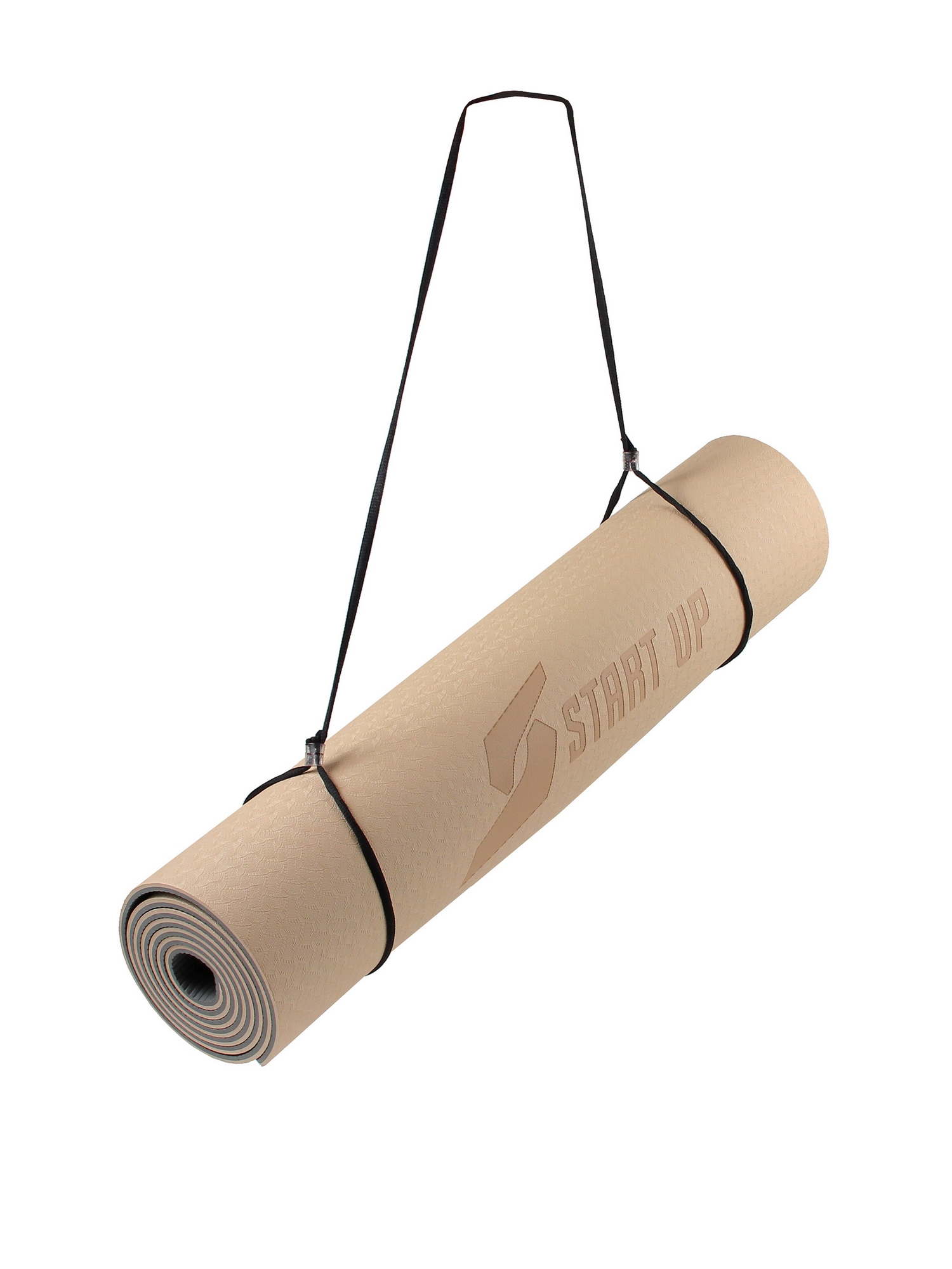 Коврик для фитнеса и йоги, TPE, 183х61х0,6см Start Up ZH-01 Beige\Gray