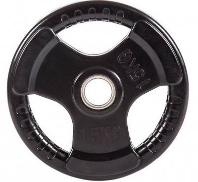 Диск обрезиненный черный 3 Handle D51мм 15кг Profi-Fit