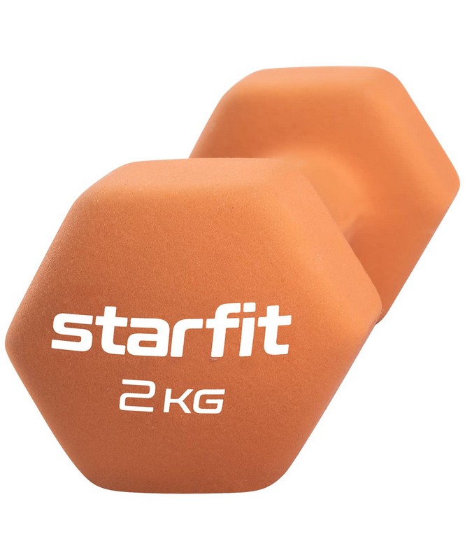 Гантель неопреновая Core 2 кг Star Fit DB-201 оранжевый пастель