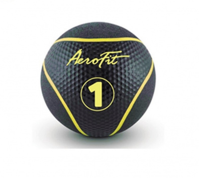 Набивной мяч 1 кг Aerofit AFMB1 черный\ желные полоски