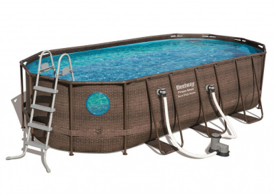 Каркасный бассейн овальный 549х274х122см Bestway Power Steel Swim Vista Series 56716 Ротанг
