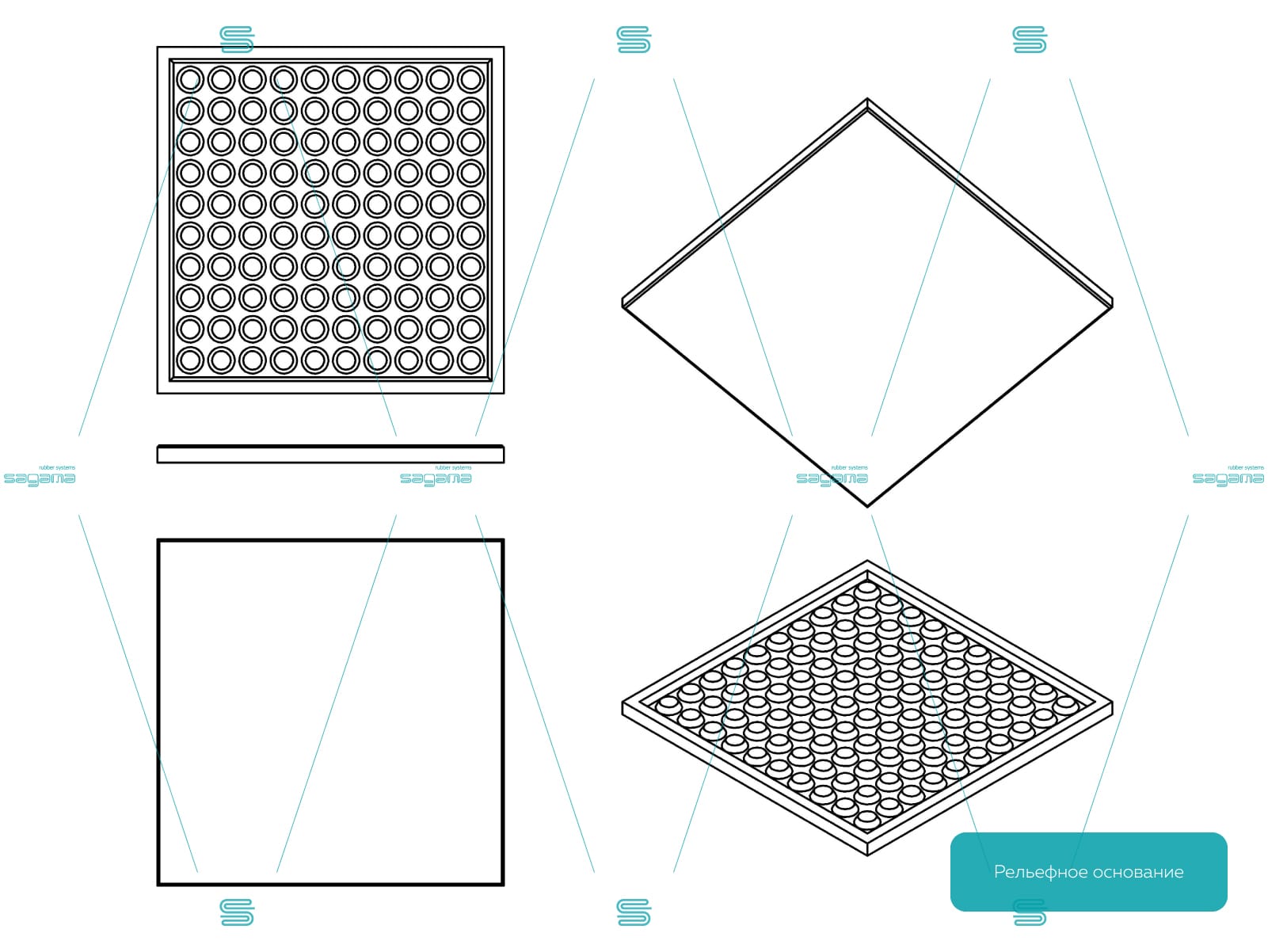 Резиновая плитка Sagama Tile 50x50см