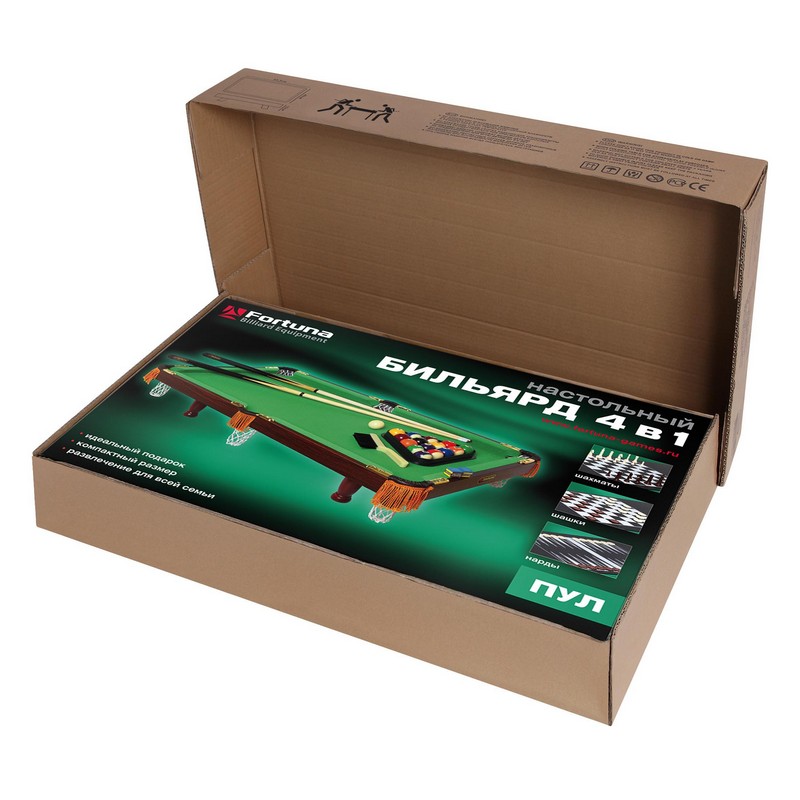 Бильярдный стол Fortuna Пул 3фт 4в1 с комплектом аксессуаров 07736