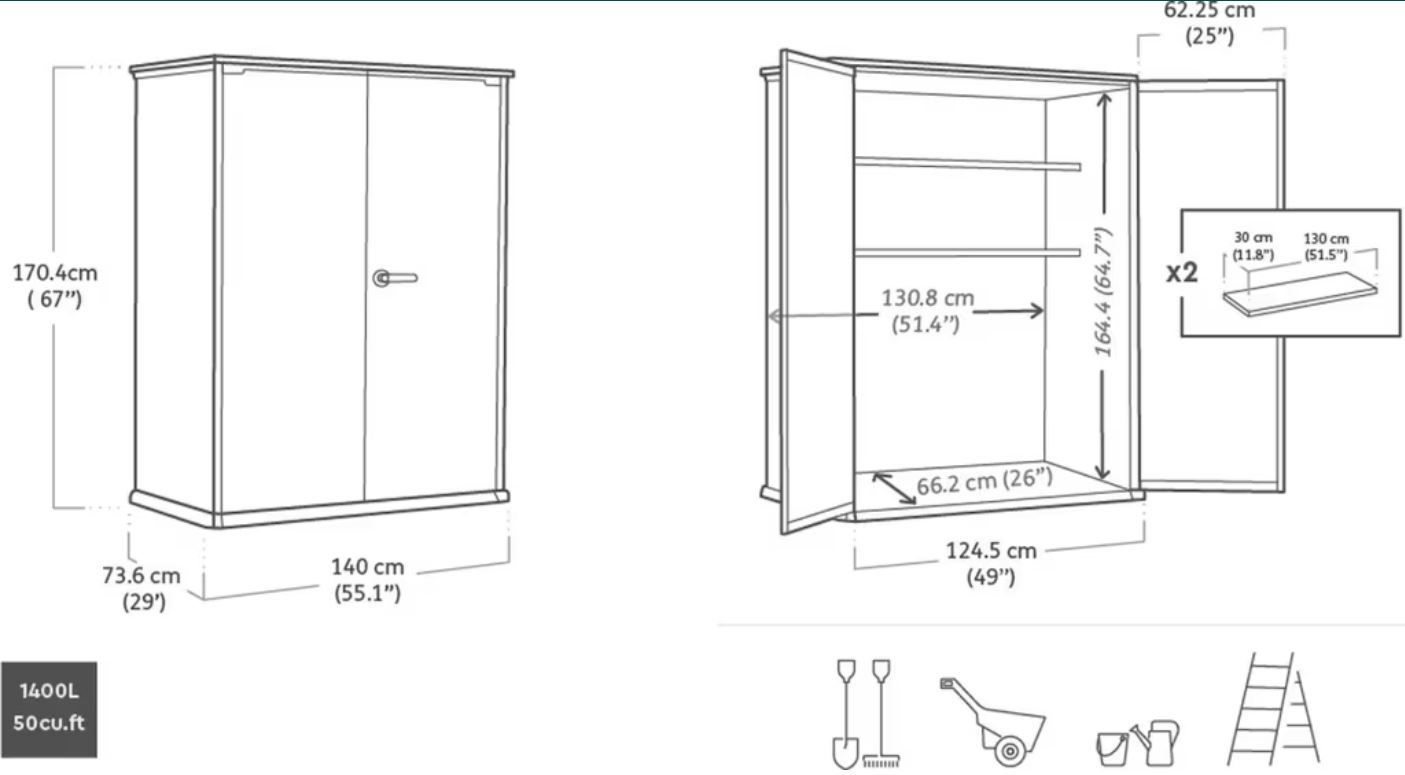Шкаф Вертикальный (Vertical Shed) 1400 L орех