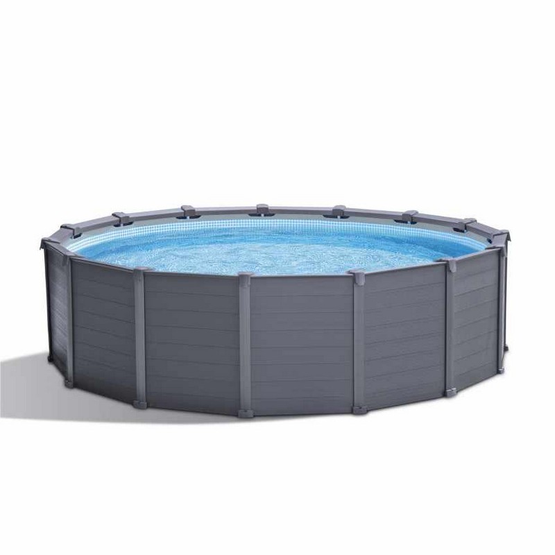Каркасный бассейн круглый 478х124cм Intex Graphite gray panel 26384