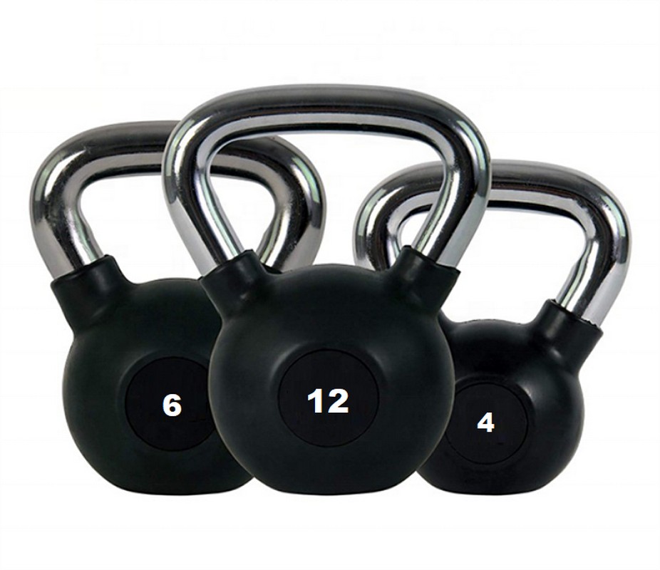 Гиря 6 кг YouSteel PU с хром. ручкой, черный