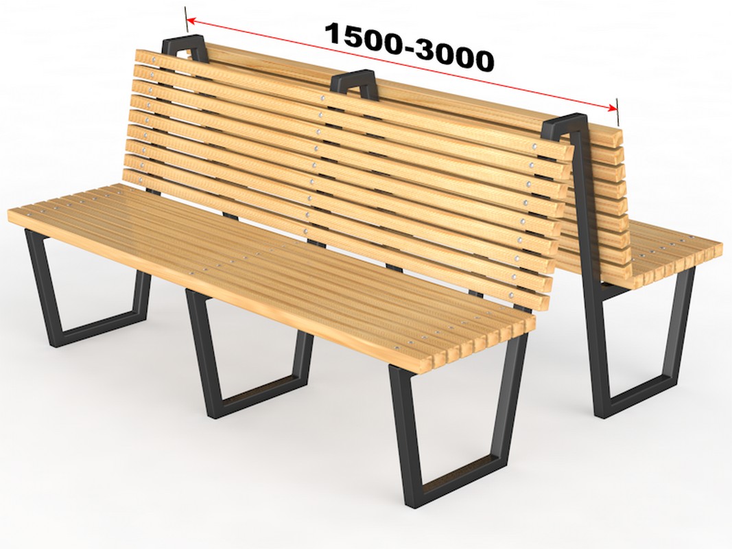 Уличная скамейка со спинкой "Близнецы", длина 3000 мм  14.6.900-3000