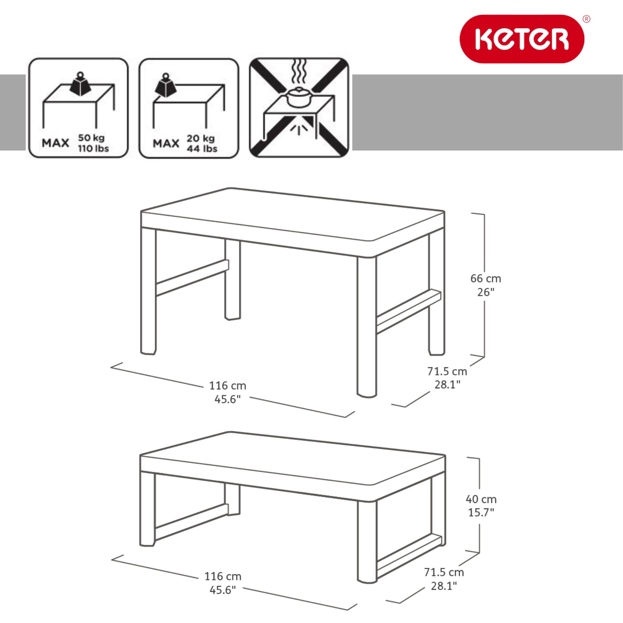 Раскладной стол, графит Lyon rattan table Лион