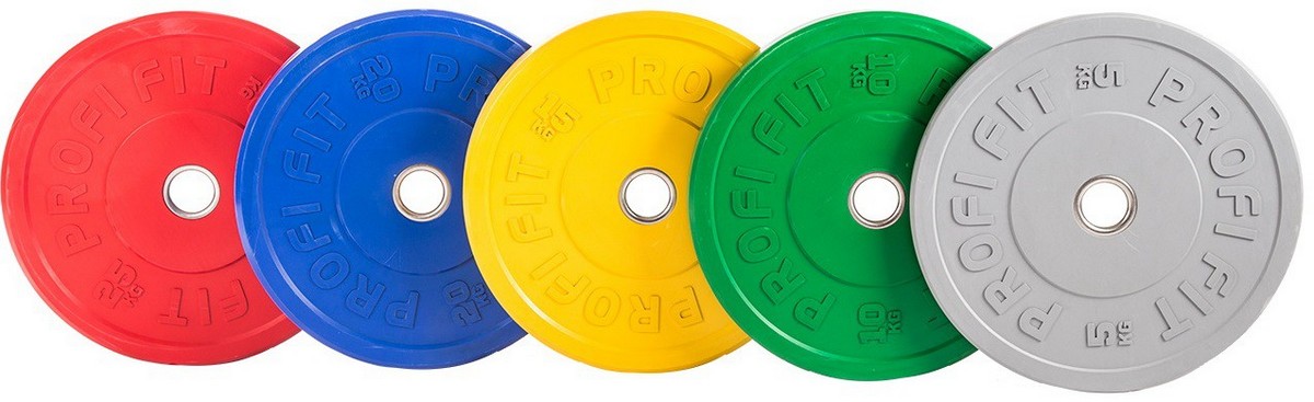 Диск для штанги каучуковый, цветной, d51 5кг Profi-Fit