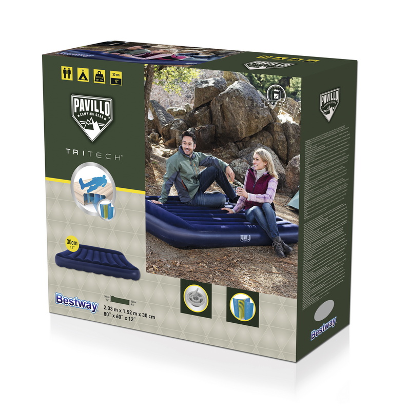 Надувной матрас с подголовником Bestway Tritech Airbed, 203x152x30см 67682