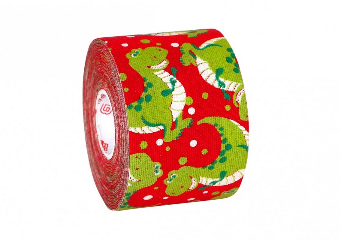 Кинезио тейп BBalance DESIGN 5x500 см Динозаврики красный