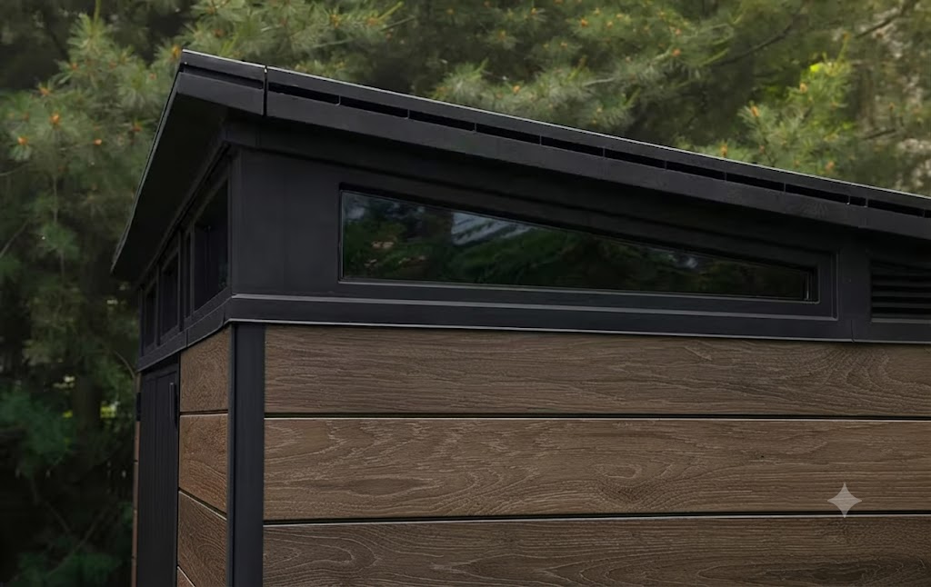 Комплект для хранения: сарай "Pent 9x7" + сундук "Deco deck" 870л (темно-коричневый)