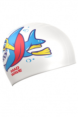 Юниорская силиконовая шапочка Mad Wave Baby shark M0574 32 0 00W белый