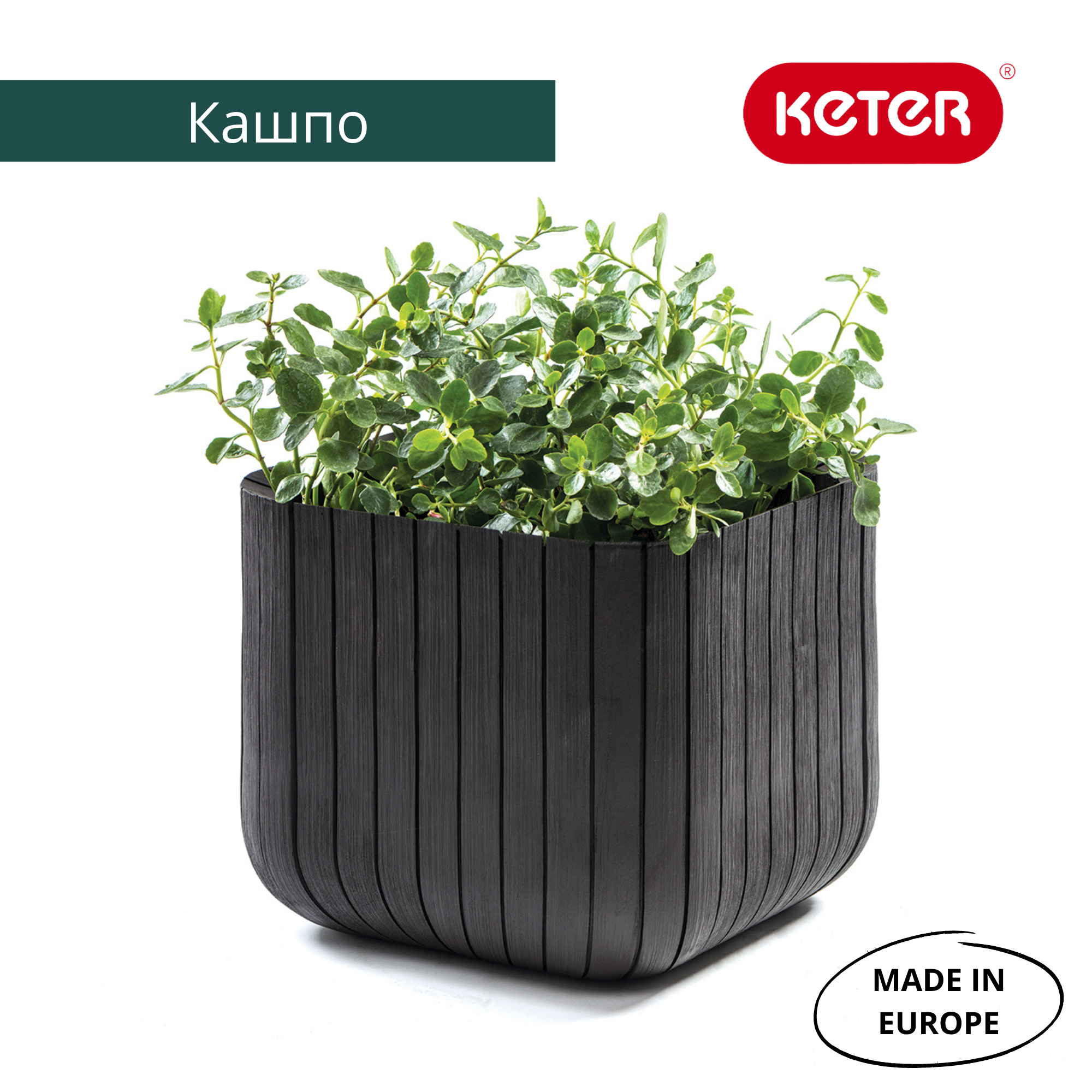 Кашпо куб, коричневый, S Keter Cube Planter