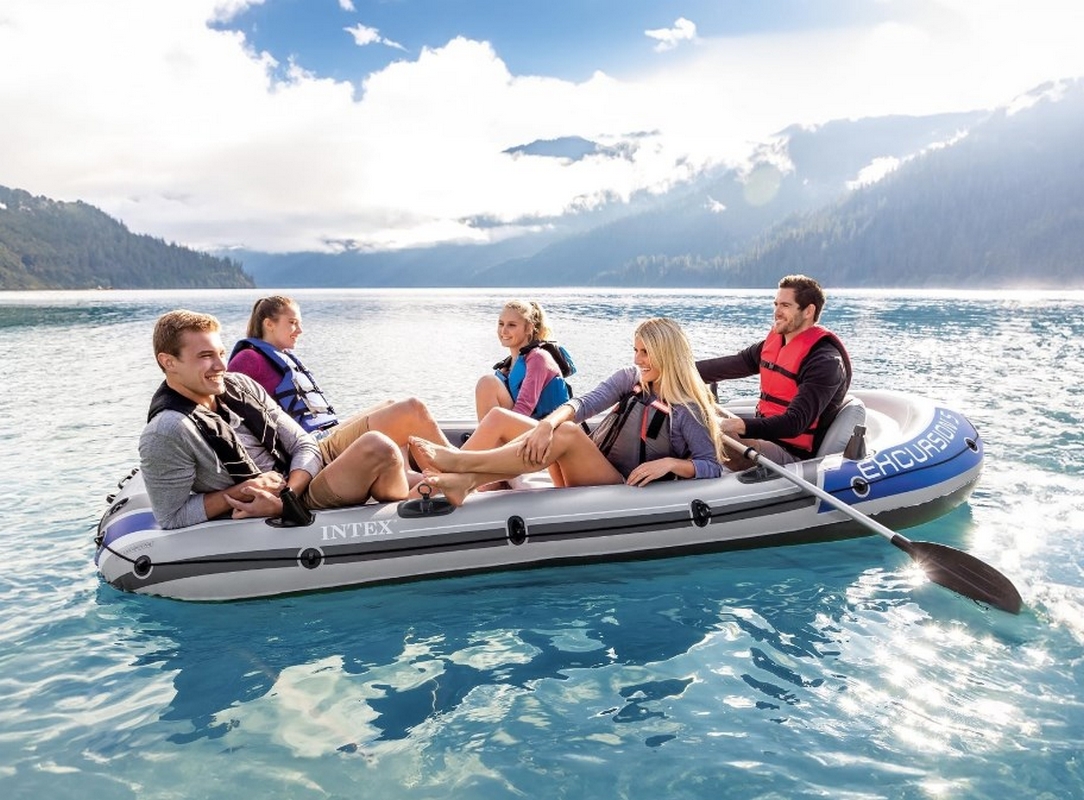 Надувная лодка Excursion 5 366х168х43см, алюм.вёсла 137см, насос 68614, до 600кг Intex 66325