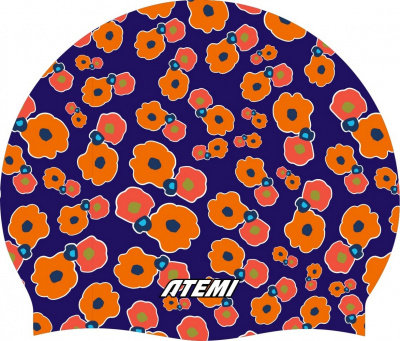 Шапочка для плавания Atemi silicone cap Orange flower TSC1OF Принт