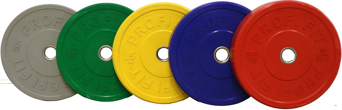 Диск для штанги каучуковый, цветной, d51 5кг Profi-Fit