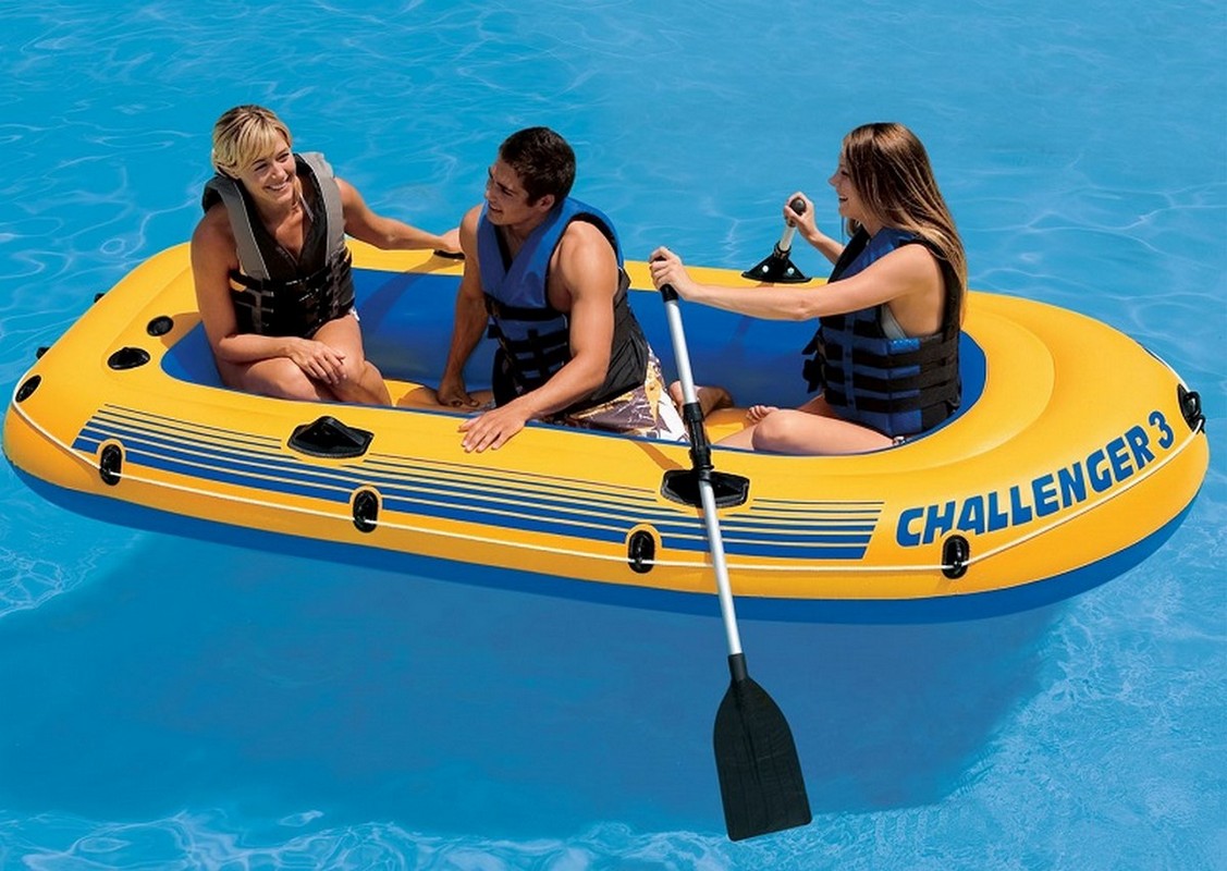 Надувная лодка Challenger 3 Set 295x137x43 см Intex аллюминиевые весла, ручной насос 68370