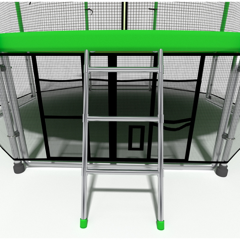 Батут i-Jump Classic Basket 8FT 244 см с нижней сетью и лестницей зеленый
