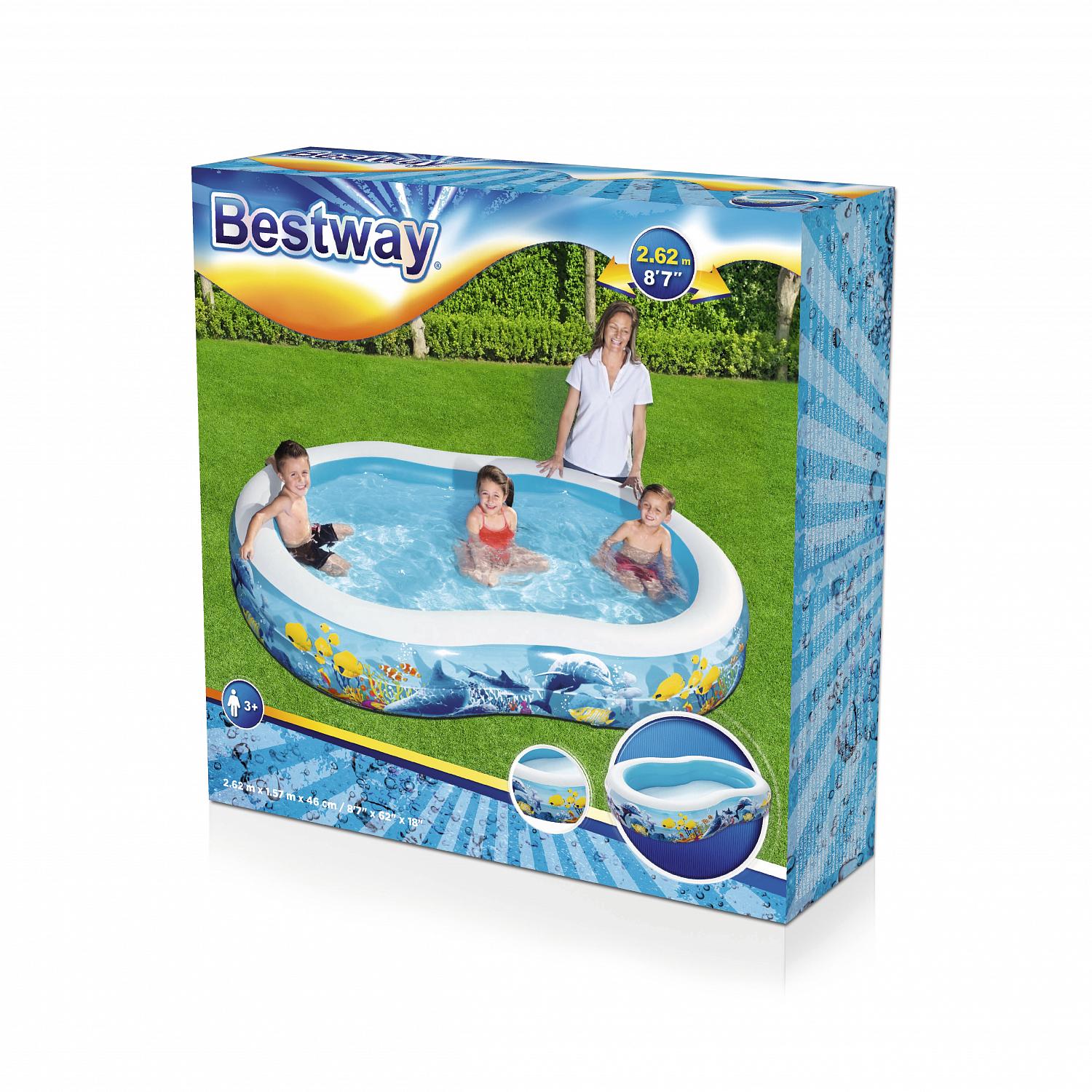Детский надувной бассейн Bestway 262х157х46см Подводный мир 544л, от 3 лет 54118