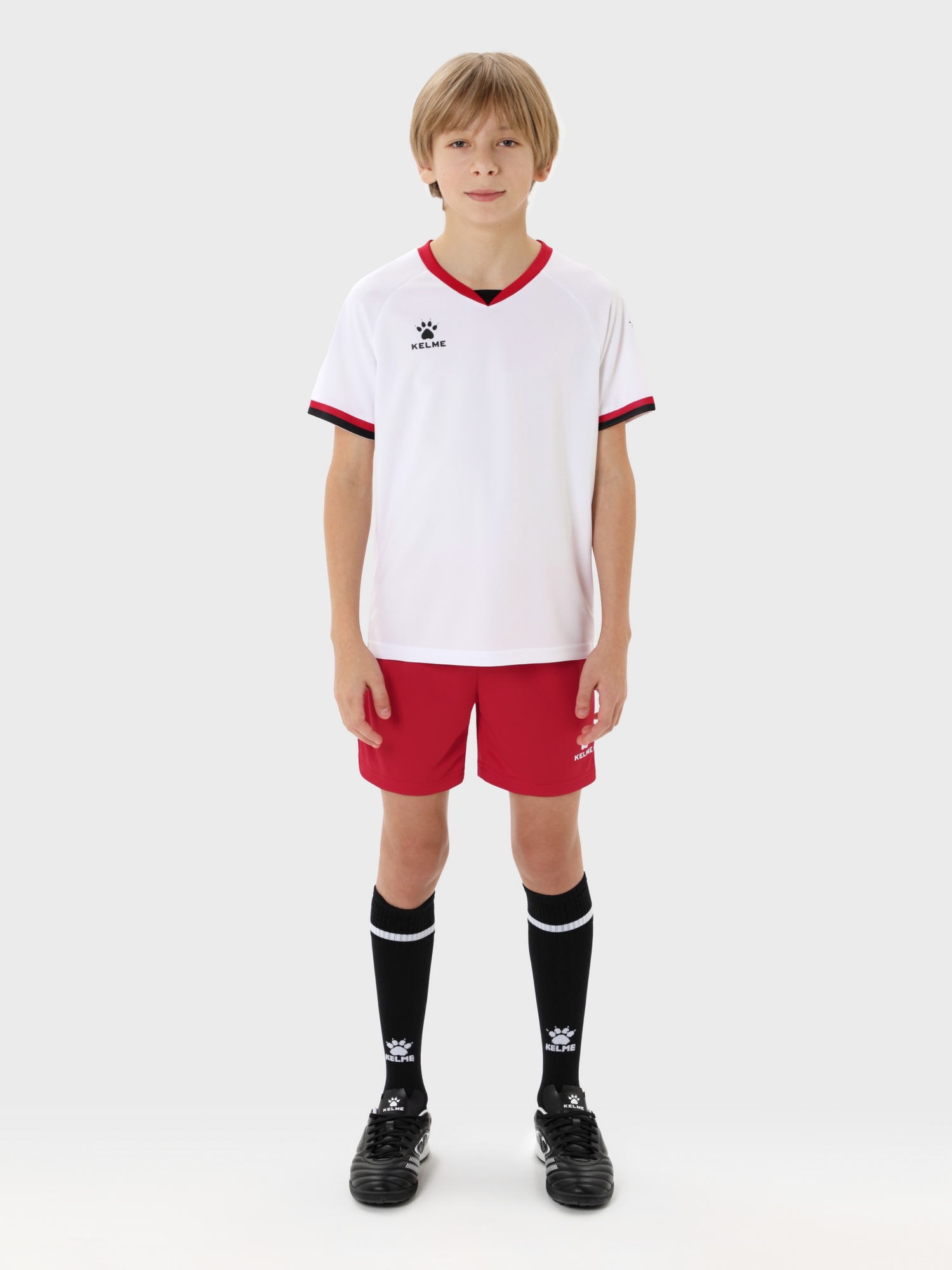 Детская футбольная форма Kelme Football Uniform Set 8551ZB31084-100 White\Red