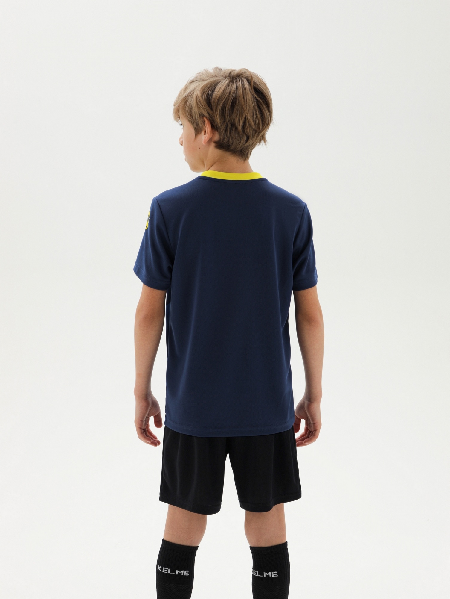 Детская футбольная форма Kelme Short-Sleeved Football Suit 8251ZB3003-416 Dark Blue\Black
