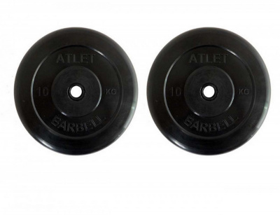 Диски обрезиненные d26 2x10кг MB Barbell Atlet MB-AtletB26-10 черный