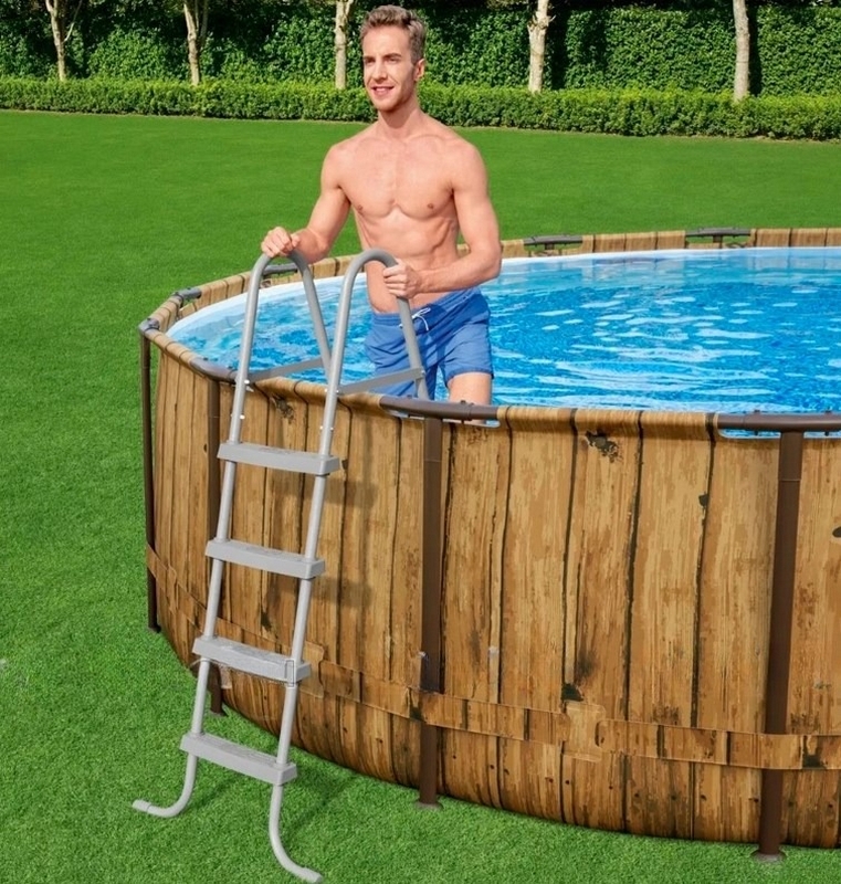 Каркасный бассейн 549x122см Bestway Power Steel Swim Vista Series 56977 под дерево, (комплект) 54927