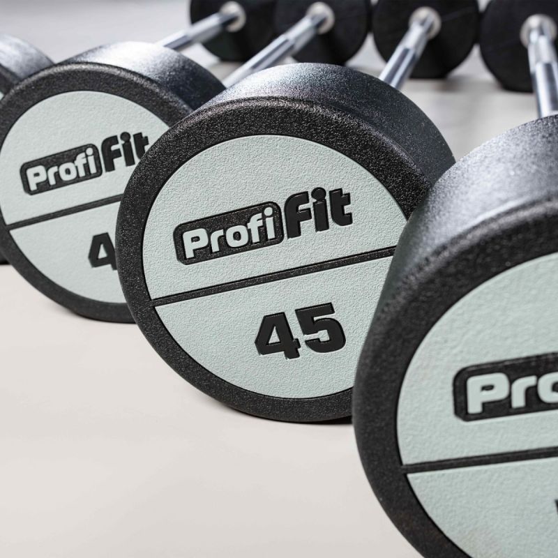 Набор прямых полиуретановых штанг LEVEL 35-55кг (шаг 5 кг, 5 шт) Profi-Fit