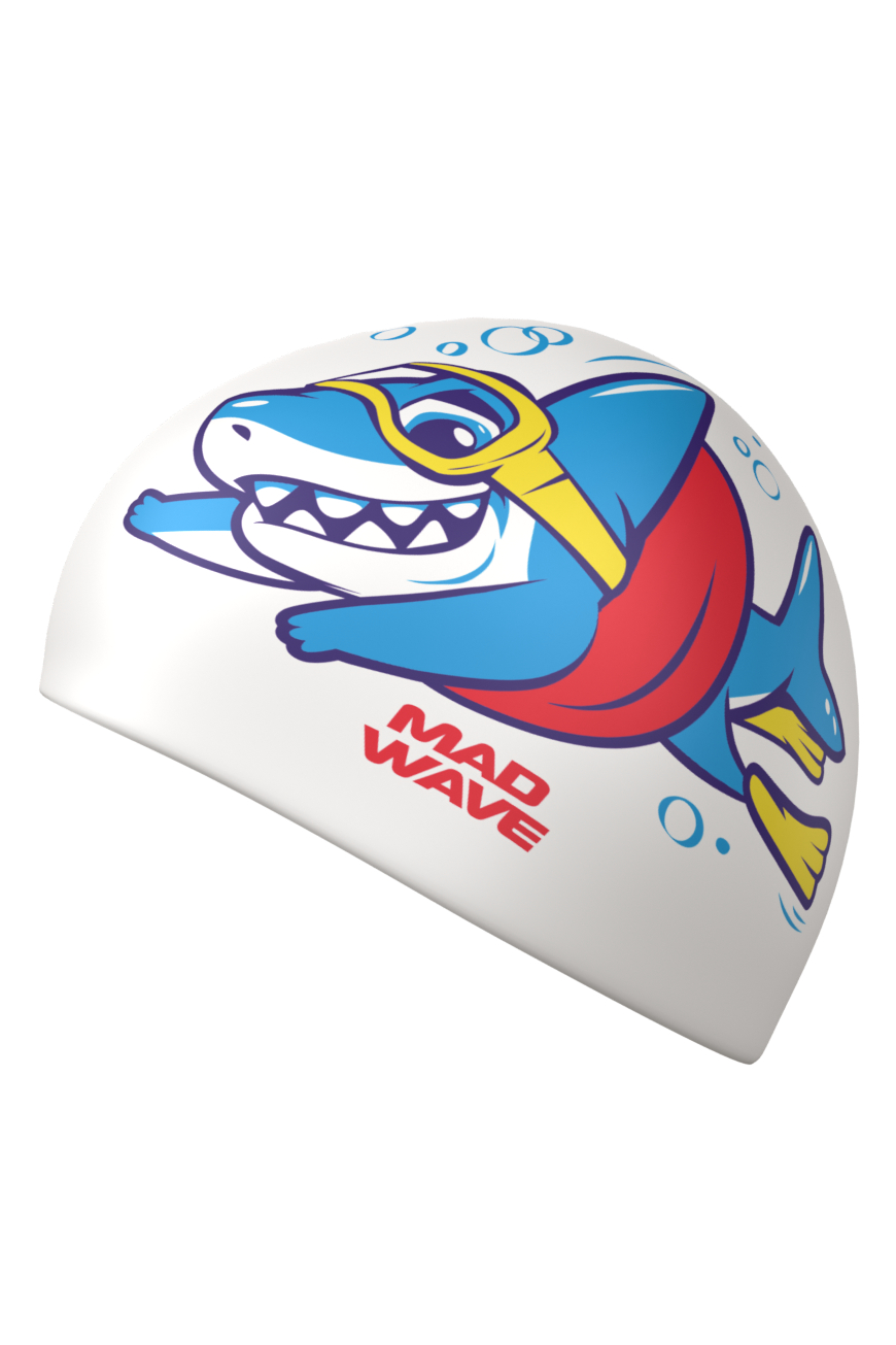 Юниорская силиконовая шапочка Mad Wave Baby shark M0574 32 0 00W белый