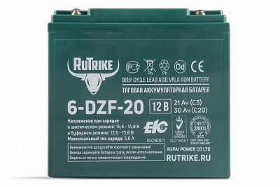 Тяговый гелевый аккумулятор RuTrike 6-DZF-20 (12V20A/H C2) 22834