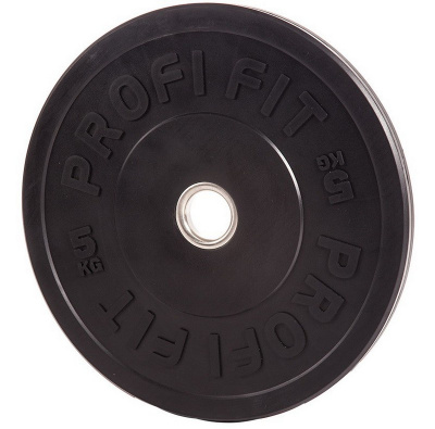 Диск для штанги каучуковый, черный, d51 5кг Profi-Fit
