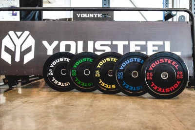Диск каучуковый для штанги YouSteel тренировочный черный 15кг