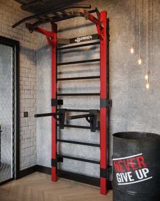 Профессиональная шведская стенка с брусьями и турником Domsen Fitness Ds46R Red