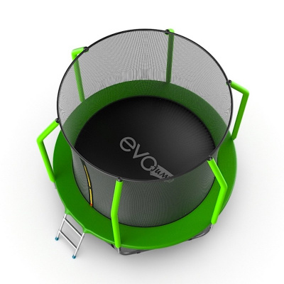 Батут с внутренней сеткой и лестницей EVO Jump Cosmo 6ft + нижняя сеть, зеленый