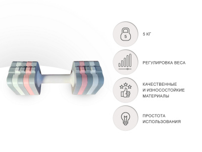 Набор регулируемых гантелей 5кг, 2шт UnixFit DBREGU5SET2
