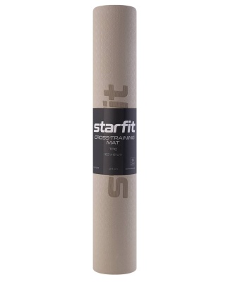 Коврик для йоги и фитнеса 183x61x0,4см Star Fit TPE FM-201 черный\серый