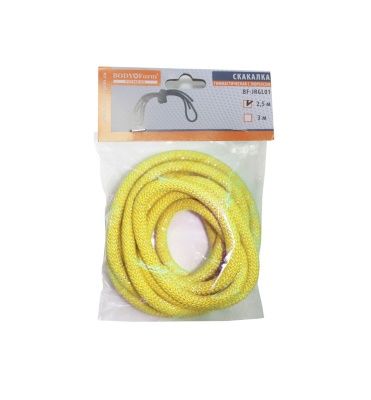 Скакалка гимнастическая с люрексом Body Form BF-SK03 (BF-JRGL01) 2.5м, 150гр желтый
