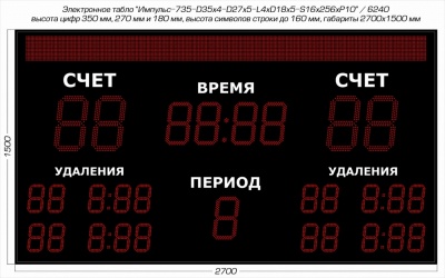 Табло для хоккея Импульс 735-D35x4-D27x5-L4xD18x5-S16x256xP10