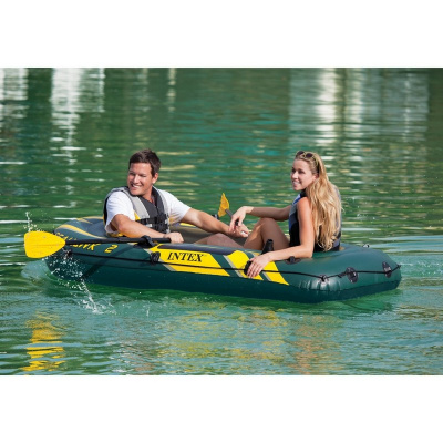 Лодка Intex Seahawk 2 Set надувная, 2-х местная, с пластмассовыми веслами и насосом 68347