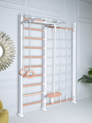 Детский спортивный комплекс Perfetto Sport "Scala in legno con rete" bianco-naturale PS-125