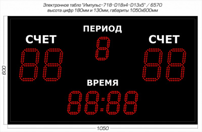 Универсальное спортивное табло Импульс 718-D18x4-D13x5