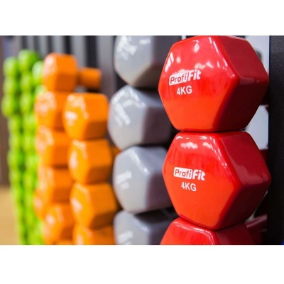 Гантель в виниловой оболочке шестигранник 2 кг Profi-Fit оранжевая